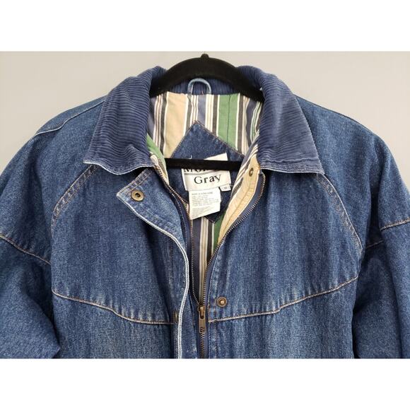 Vintage Monica Gray Denim Coat Jean Chore Farmer‎ Yellowstone Mom 80s 90s Garden - Picture 6 of 7